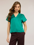 Two-material V-neck T-shirt image number 2