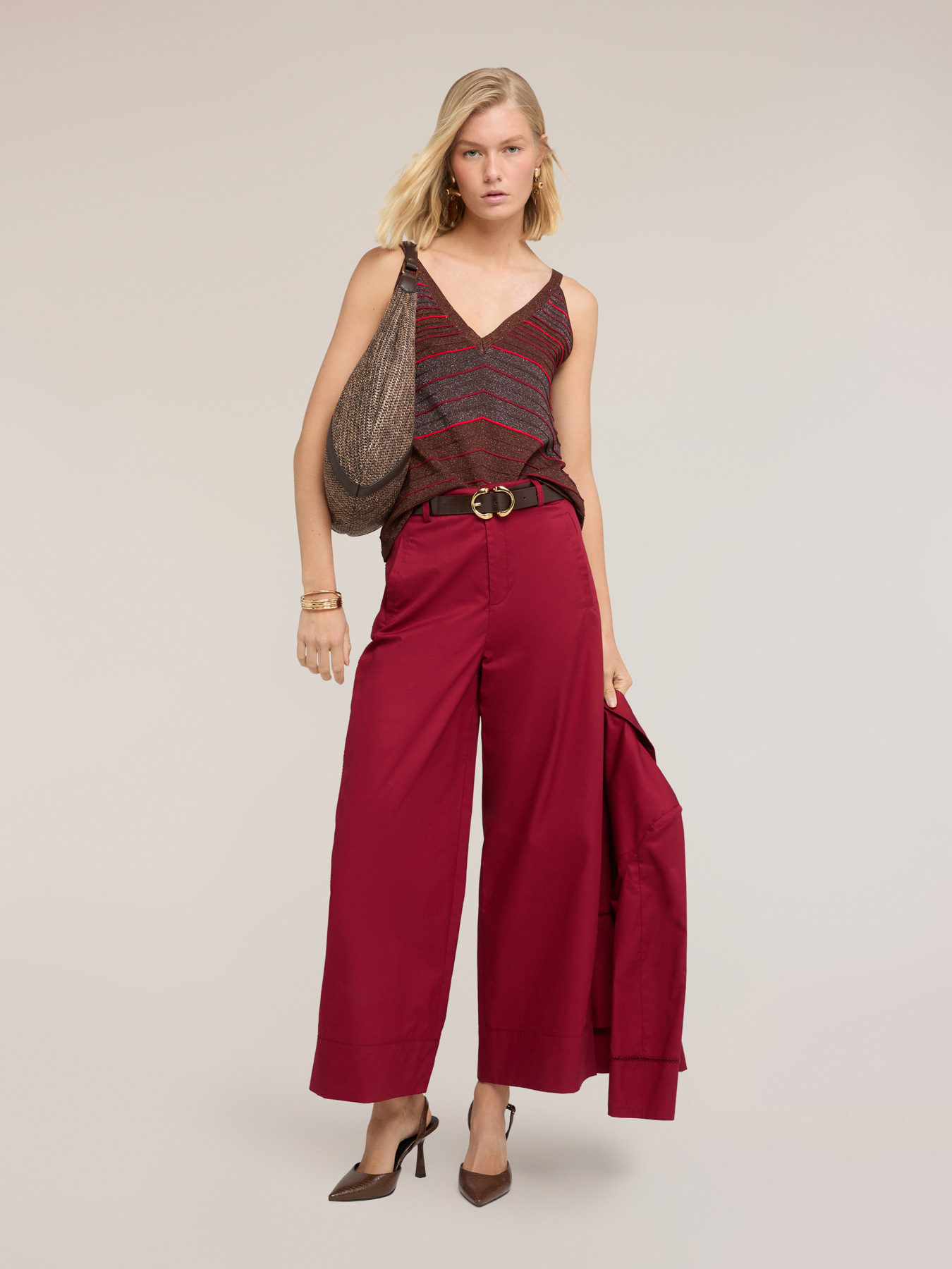Top in maglia a righe in misto lurex image number 3