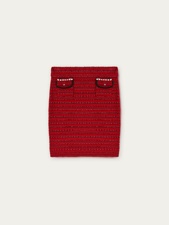 Tweed effect knit skirt