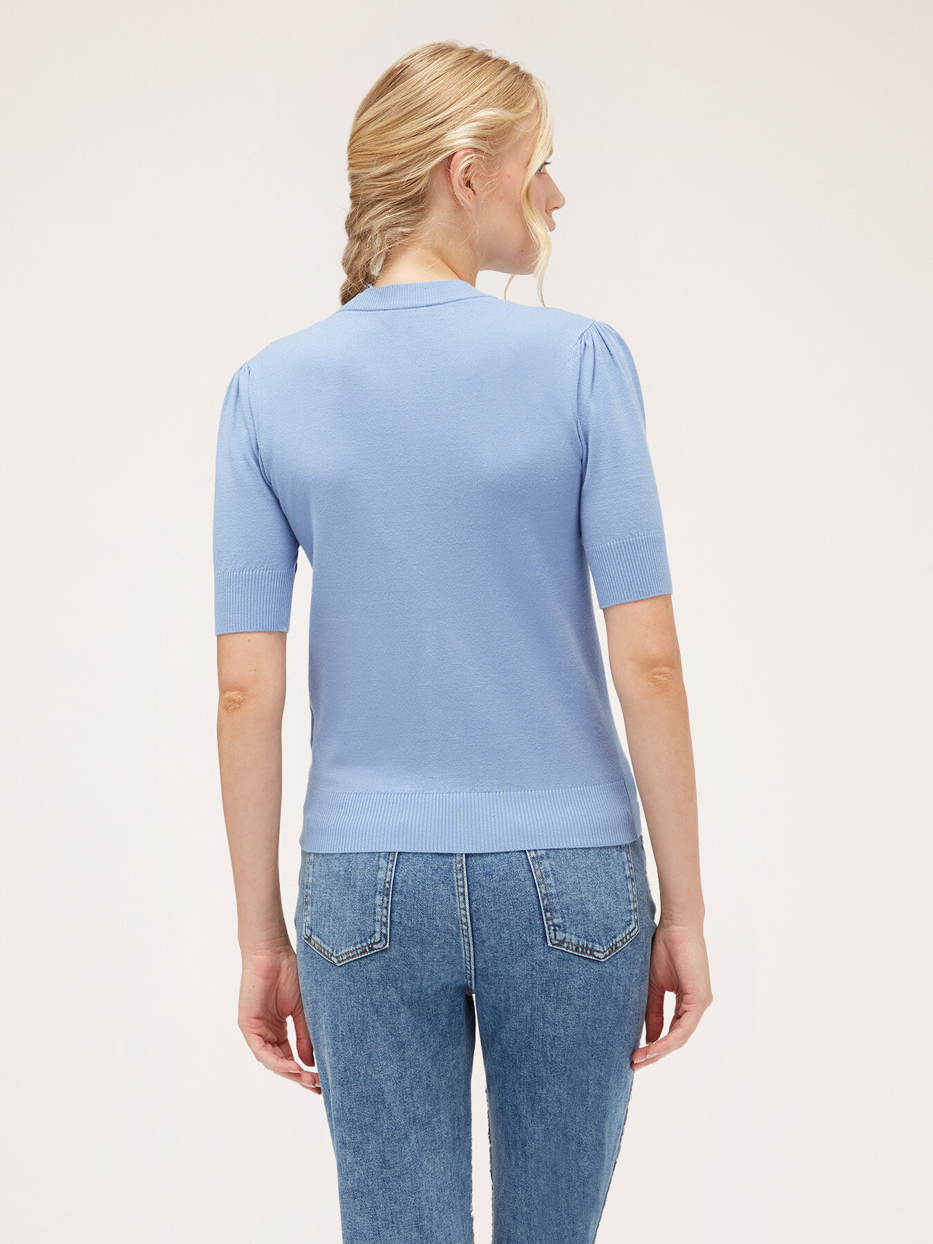 Short-sleeved cardigan with jewel buttons image number 1