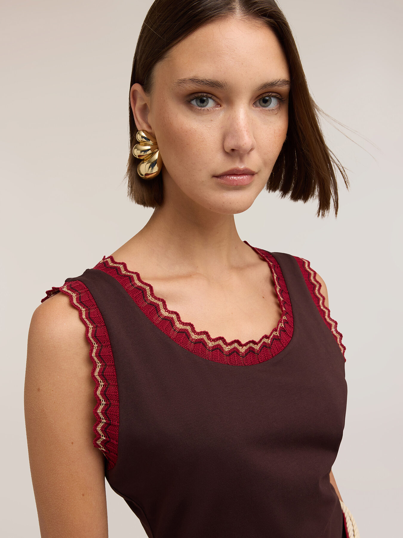 Top en jersey avec bord en tricot image number 2