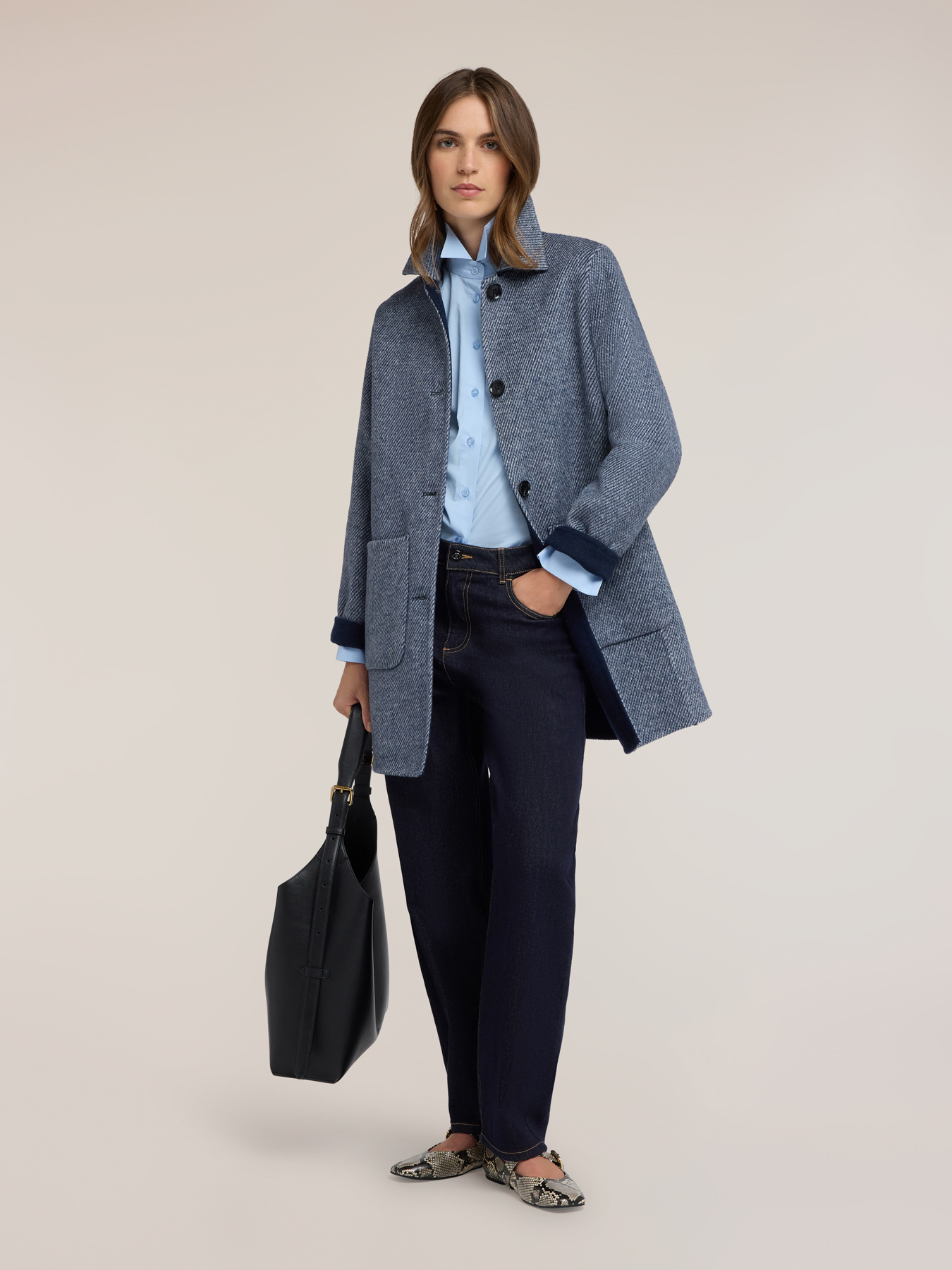 Manteau r&eacute;versible en m&eacute;lange de laine double image number 2