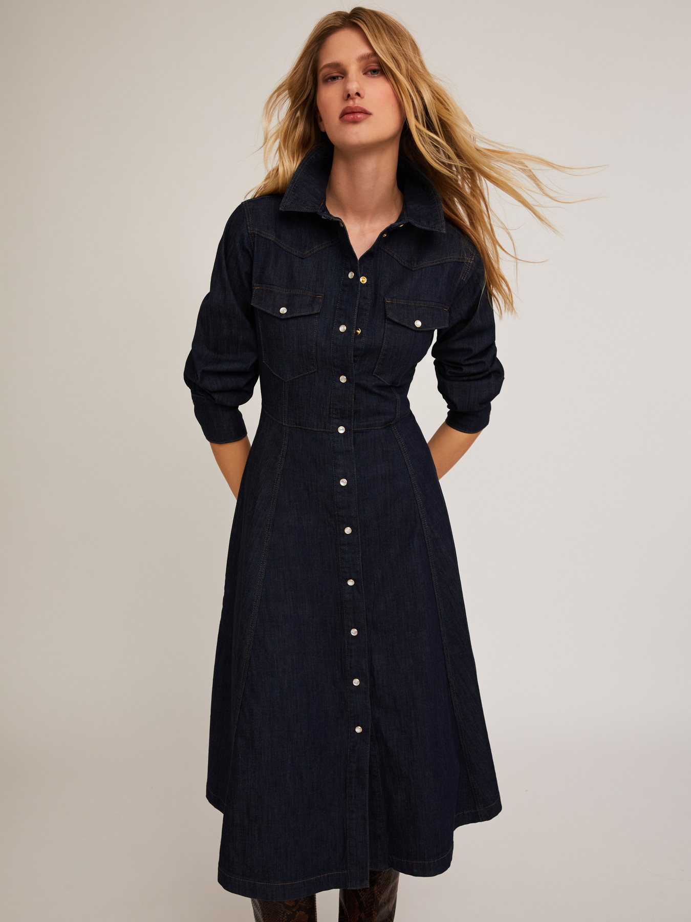 Denim chemisier dress image number 1