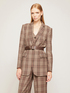Lange, einreihige Jacke im Karomuster mit G&uuml;rtel image number 2
