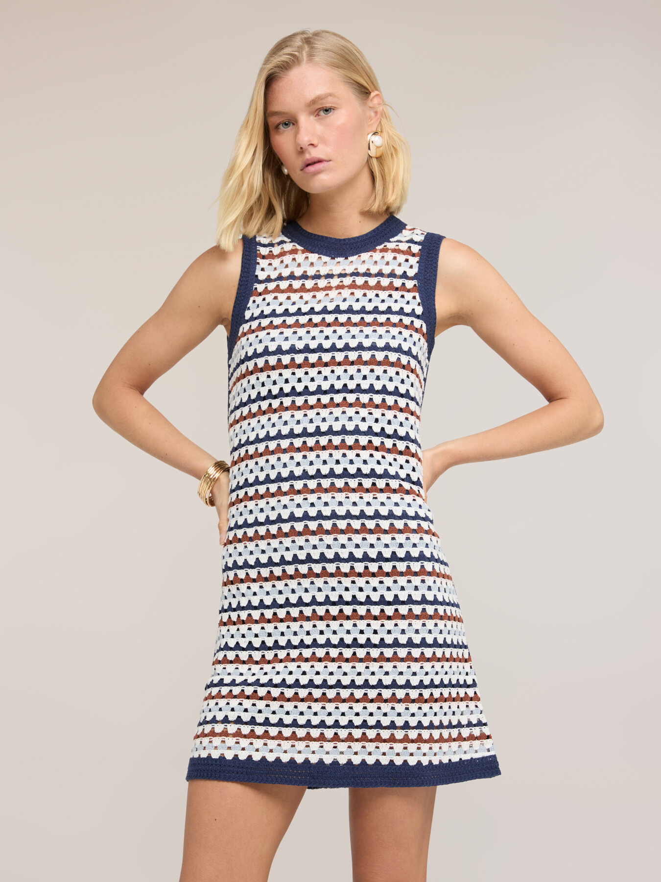 A-line crochet knit dress image number 0