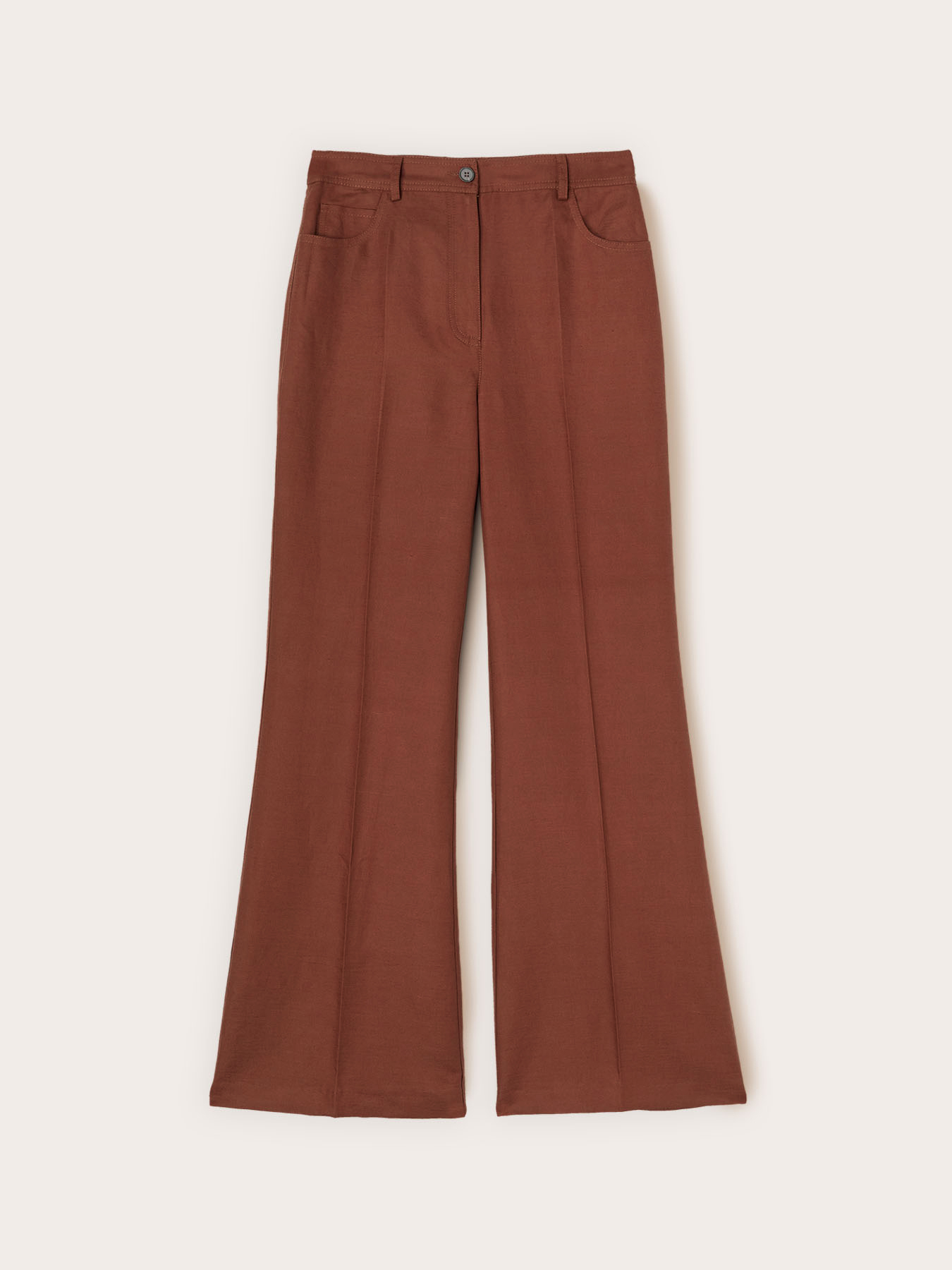 Pantalon flare en m&eacute;lange de lin image number 3