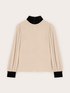Blusa in cr&ecirc;pe con dettagli in velluto image number 4