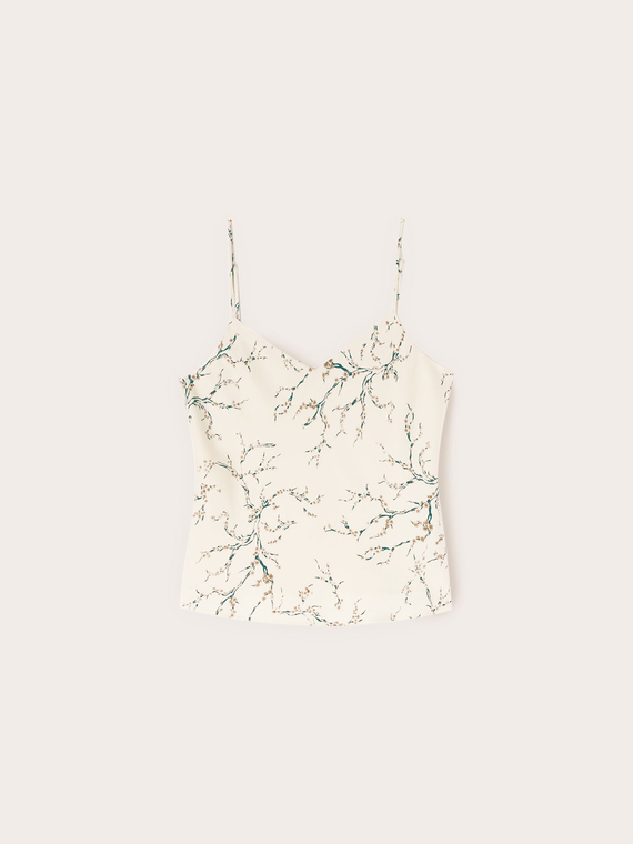 Top aus Satin mit Blumendruck