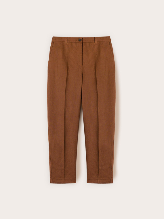 Regular fit linen blend trousers