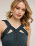 Long pleated dress in lurex jersey image number 3