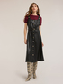 Flare dress with belt in coated fabric image number 2