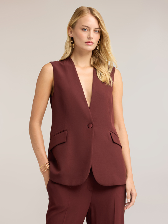 Deep V-neck reverse satin vest