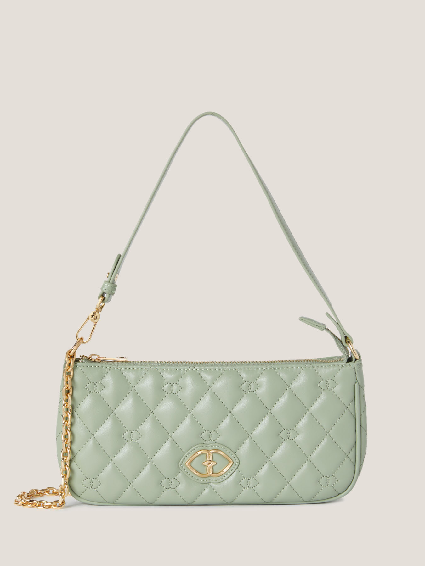 Borsa Baguette piatta in tessuto spalmato trapuntata image number 0