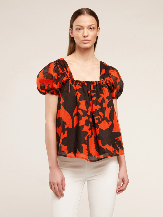 Flared floral pattern summer blouse