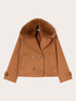 Short double-breasted coat in wool blend double cloth image number 4