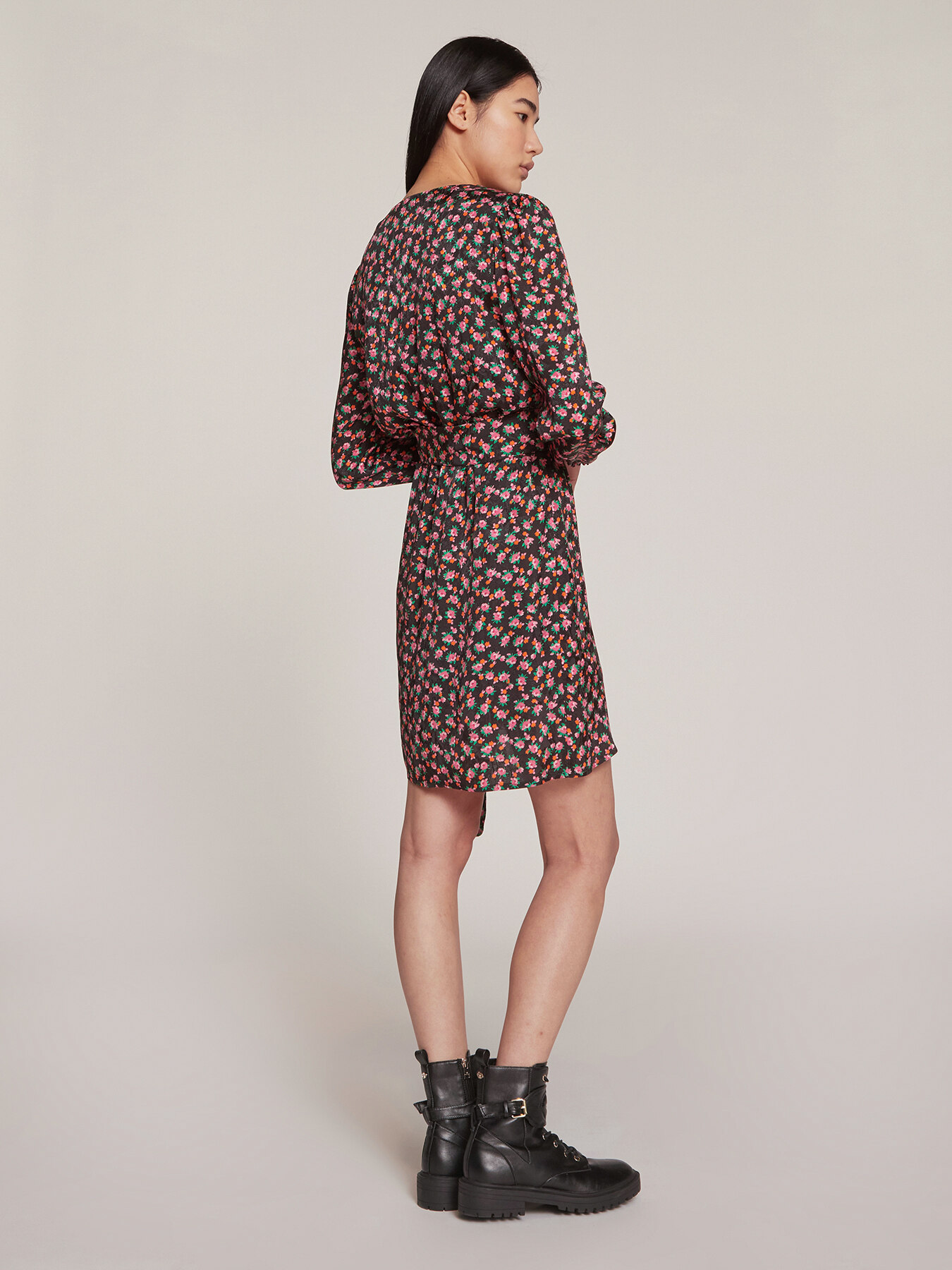 Floral patterned wraparound dress image number 1