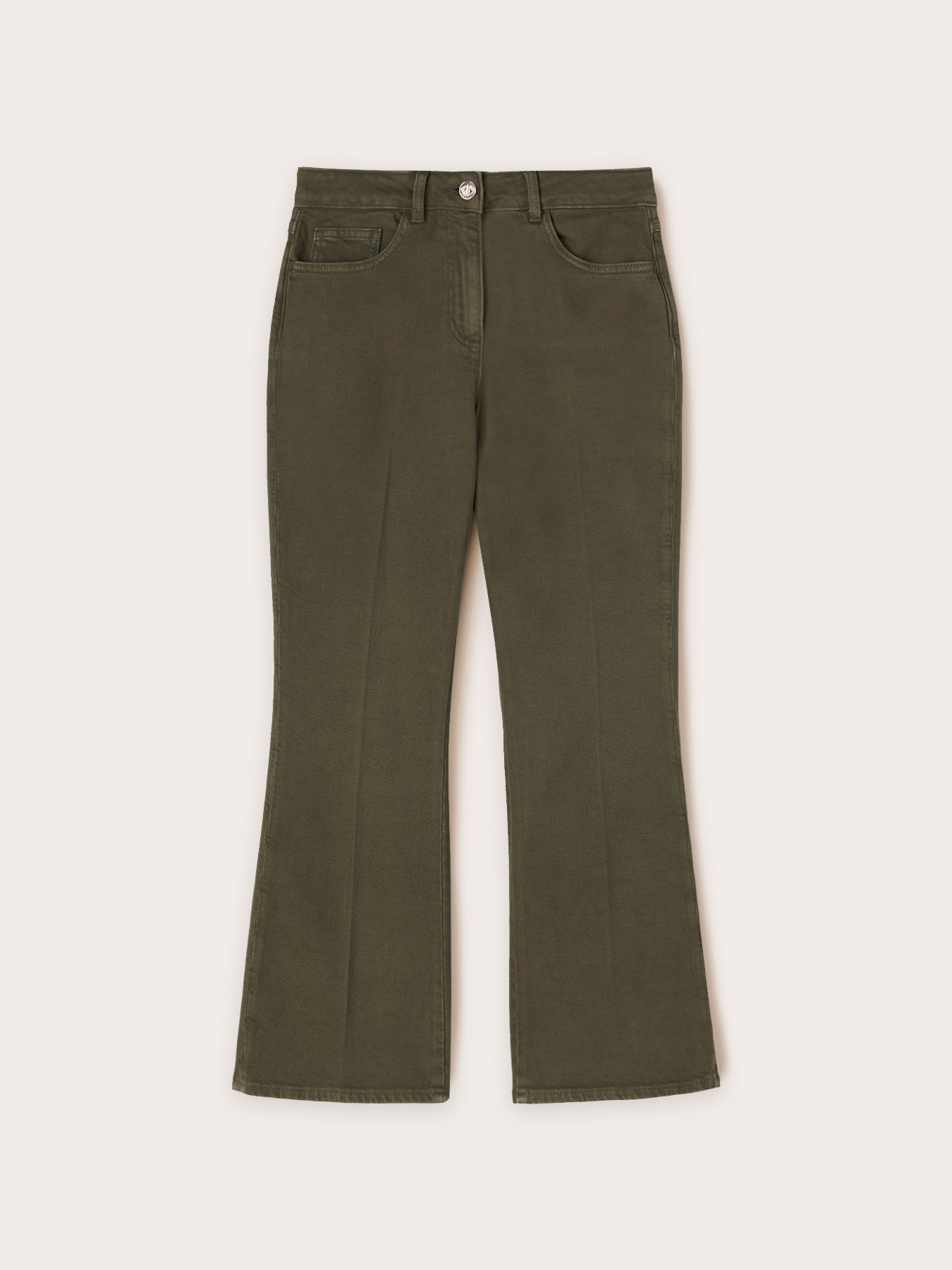 Kick flare cotton drill trousers image number 4