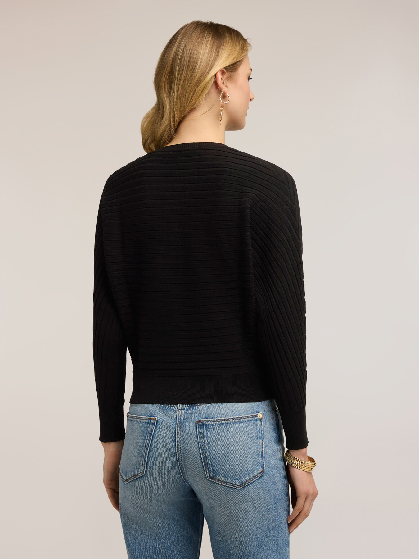 Horizontal ribbed knit cardigan image number 1