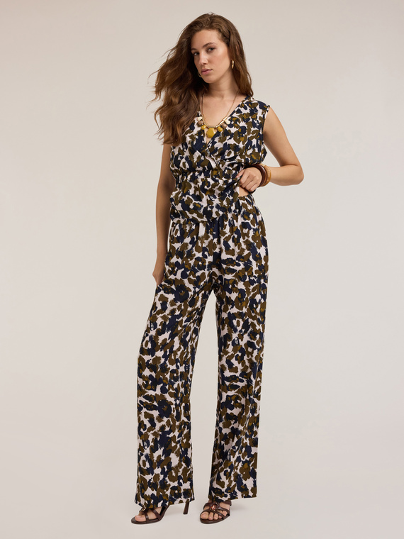 Motivi Pantaloni wide misto lyocell fantasia etnica Donna, Verde militare, Taglia L