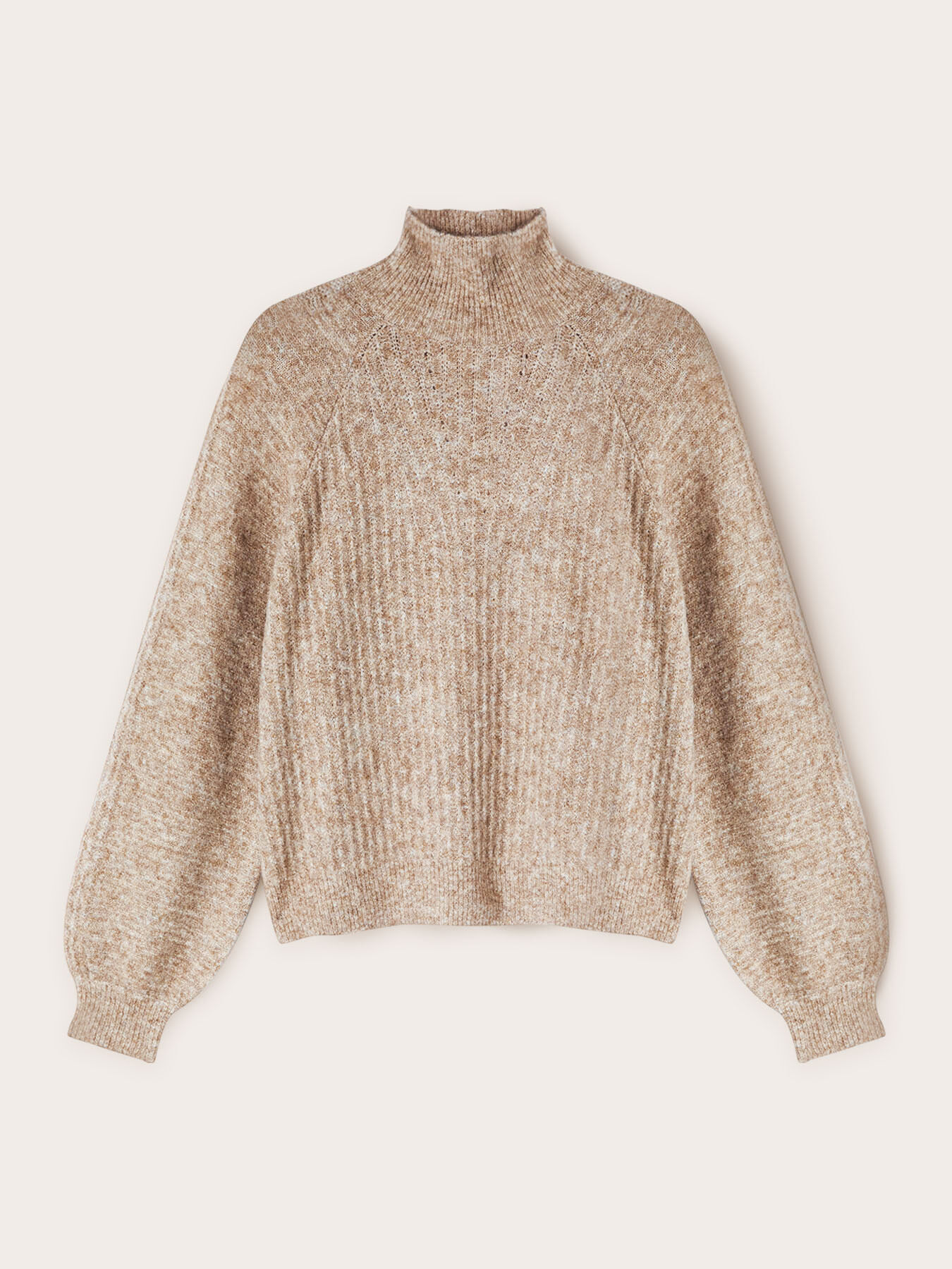 Pull &agrave; col roul&eacute; en maille &agrave; c&ocirc;tes image number 4