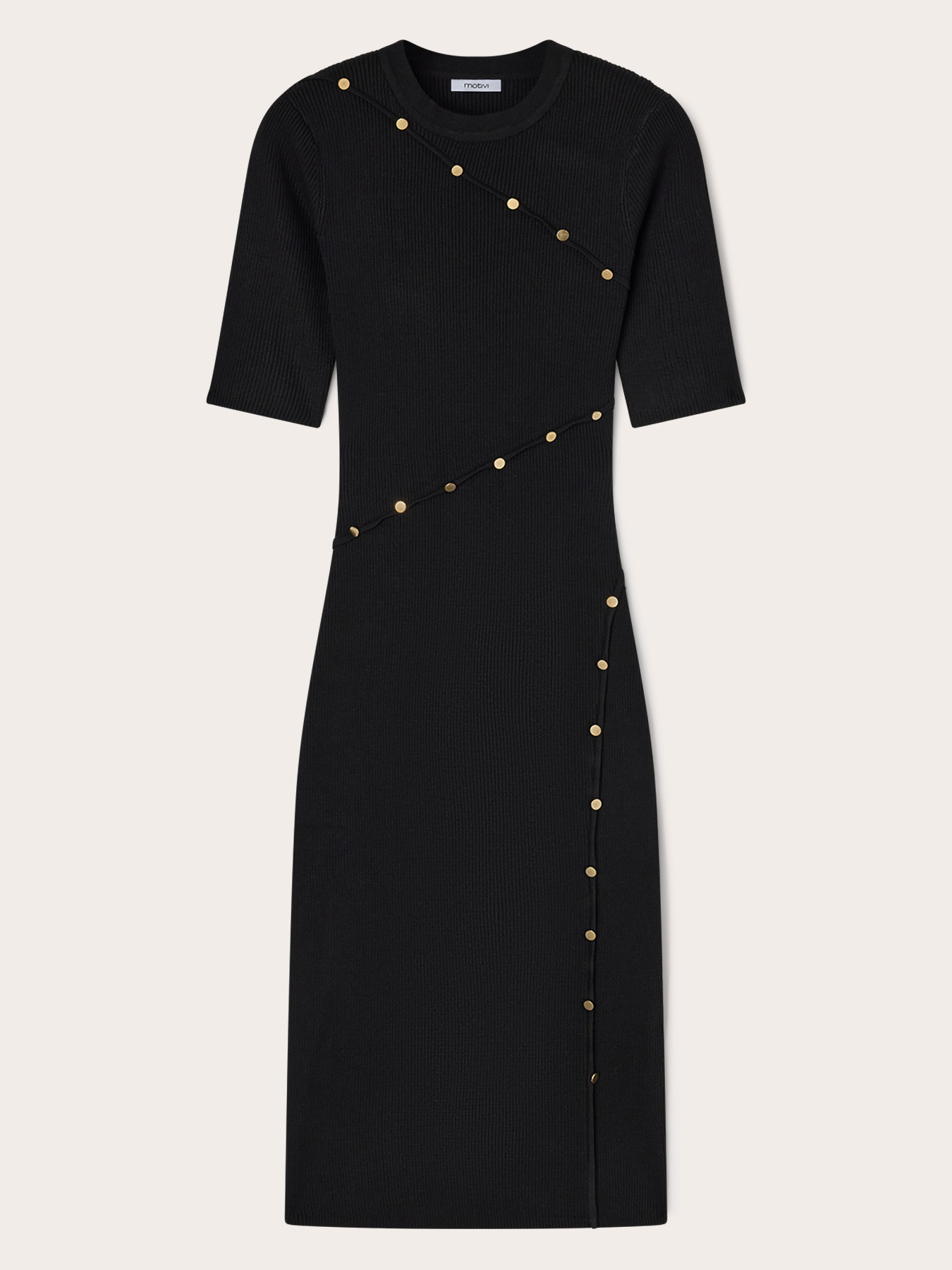 Ribbed knit sheath dress with button detailing image number 4