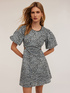 Short animal pattern dress with cut-out detail image number 2