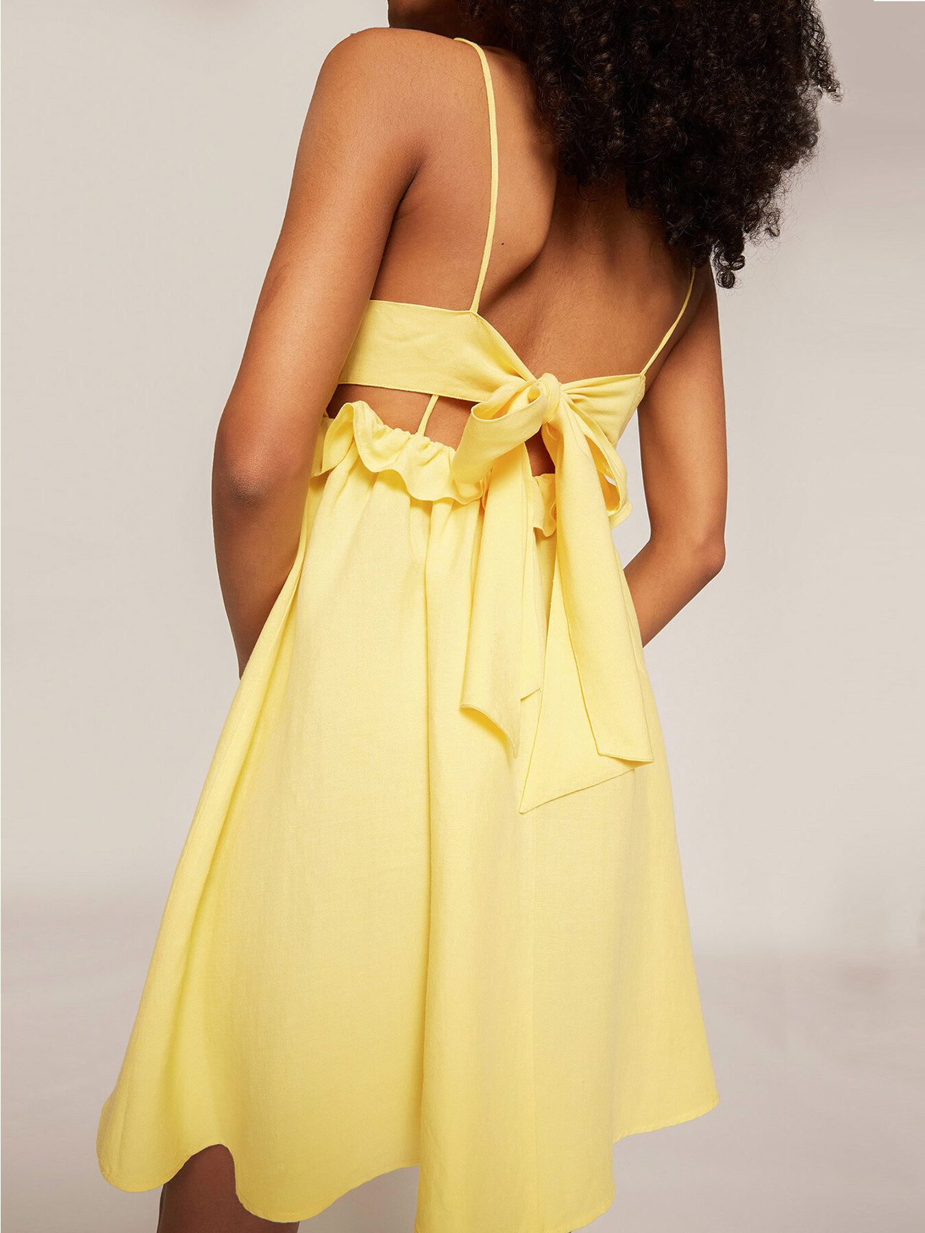 Vestito corto con rouches misto lino image number 2