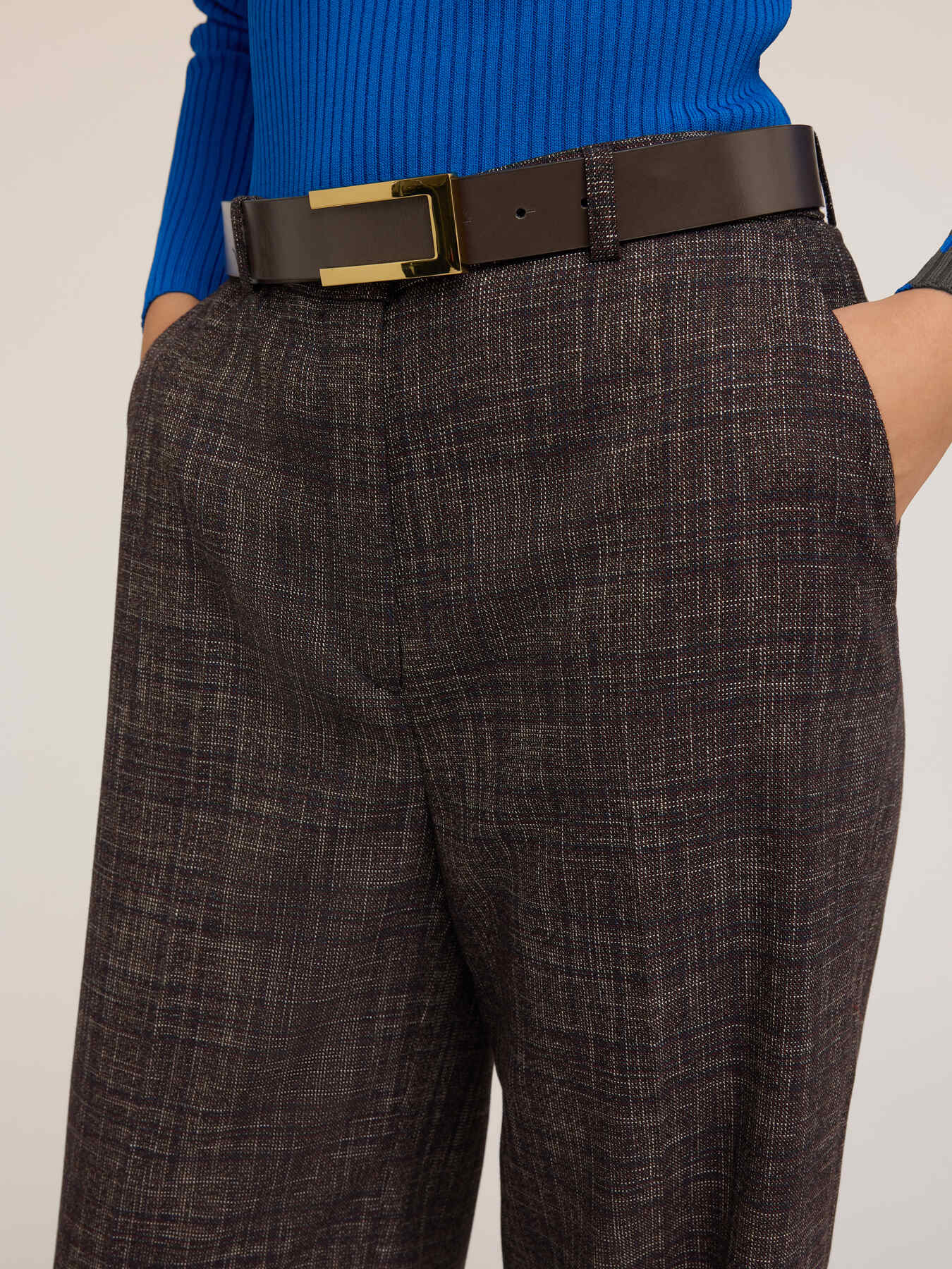 Pantalones palazzo te&ntilde;idos en hilo image number 2