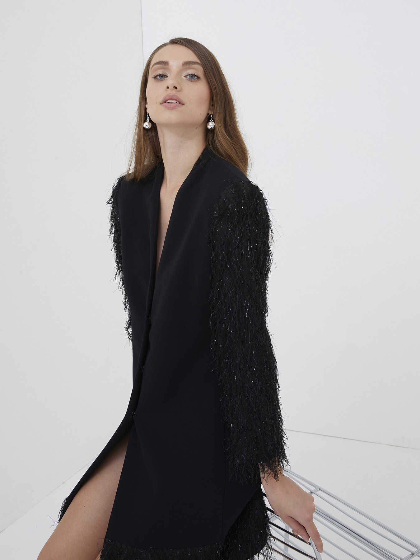 Smart Couture Mantel mit Feder-Effekt image number 0
