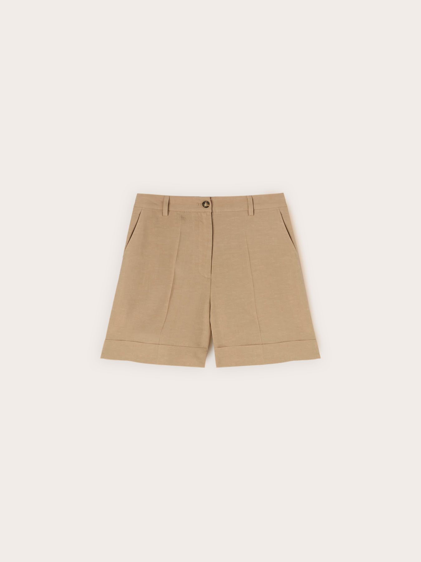 Linen blend shorts with turn-up image number 4
