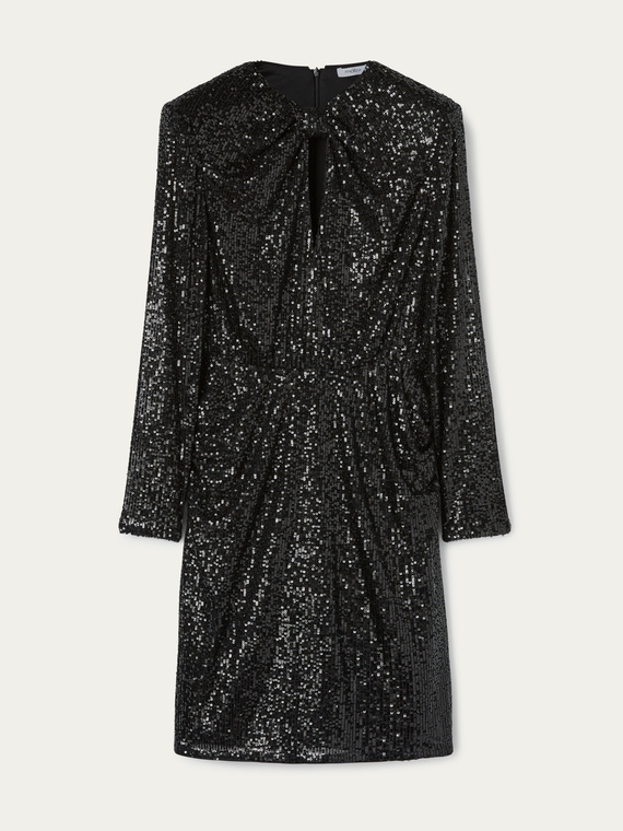 Full sequin dress with draping