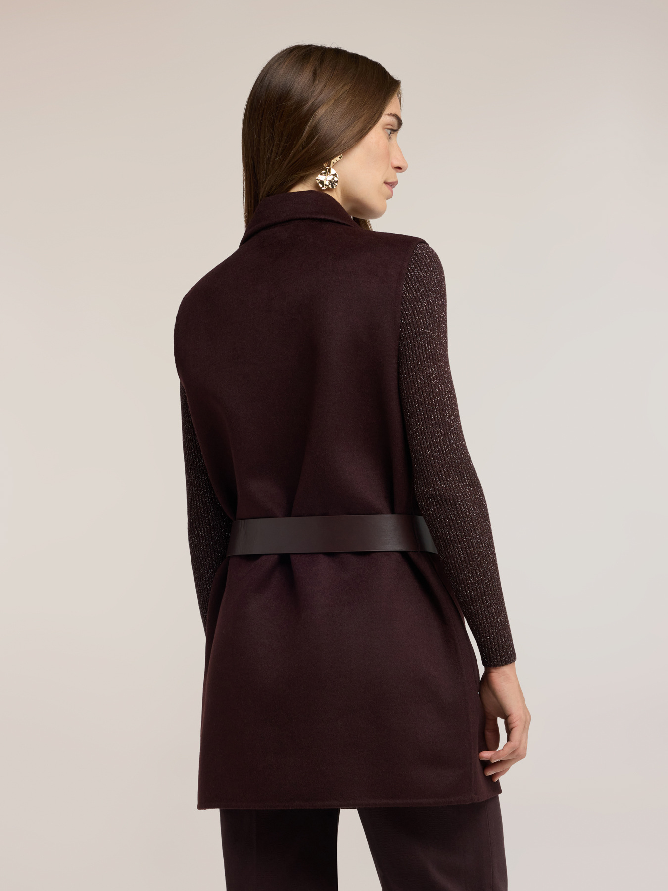 Belted double wool blend vest image number 1