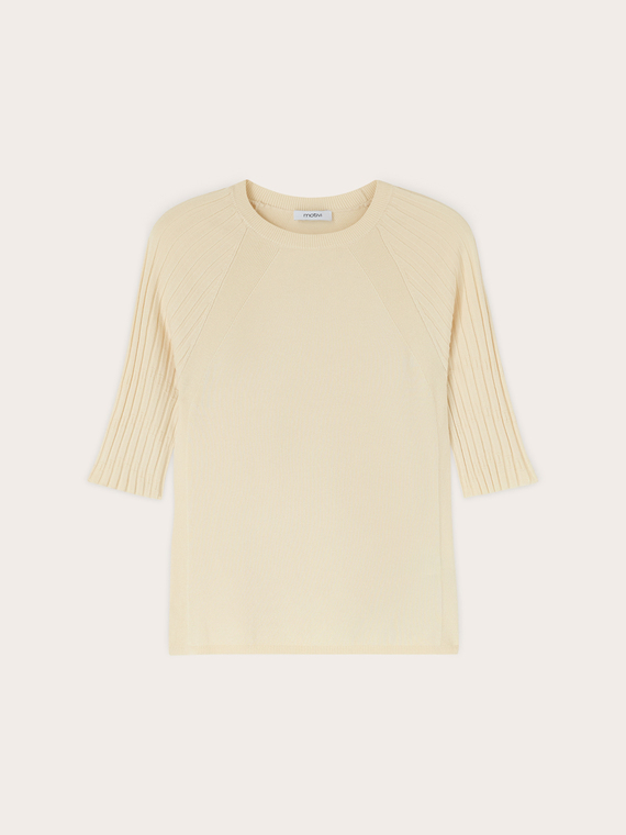 Pull en viscose avec manches raglan c&ocirc;tel&eacute;es