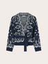 Mixed wool cardigan with jacquard print image number 4
