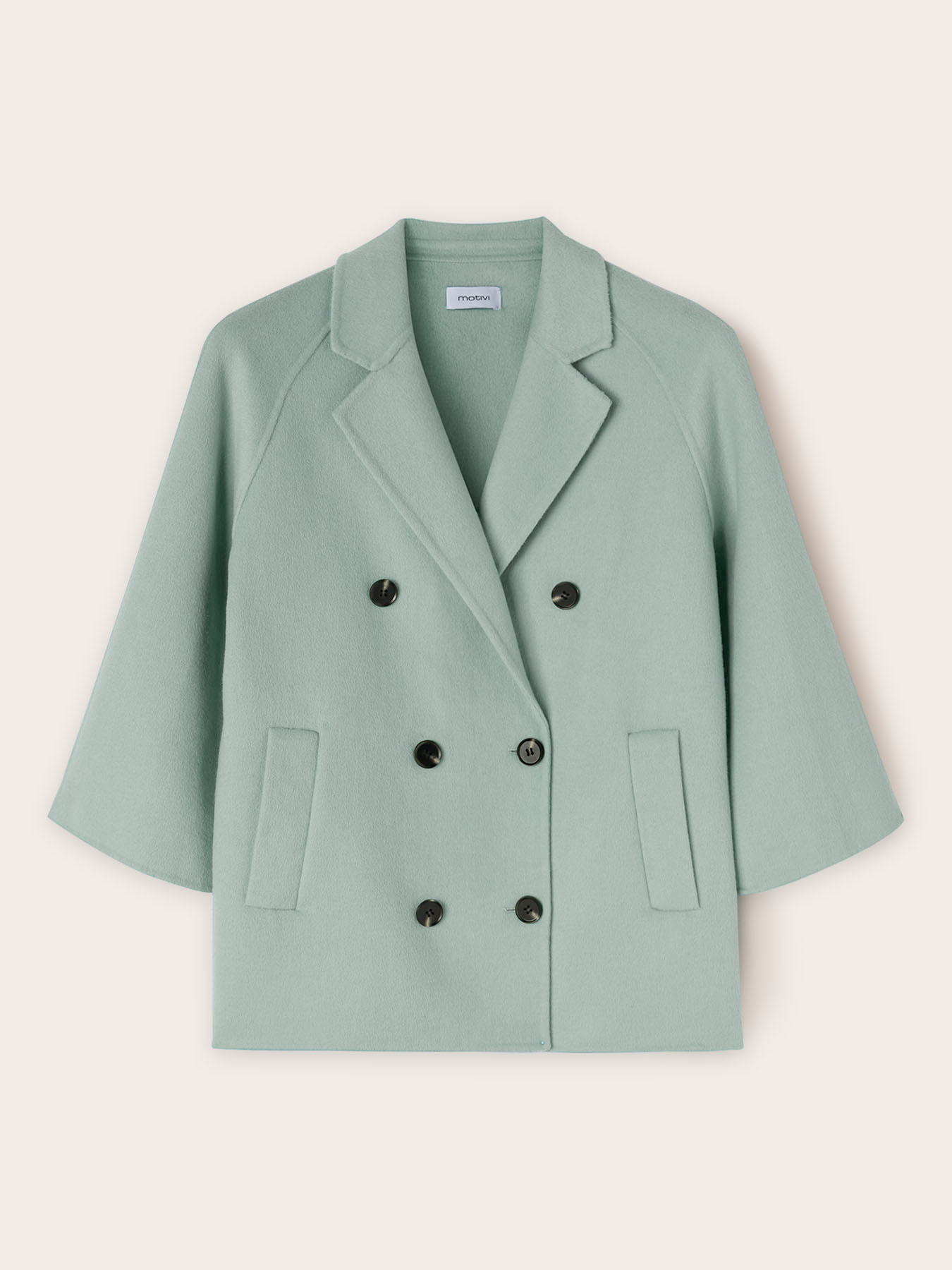 Manteau &agrave; double boutonnage en laine m&eacute;lang&eacute;e image number 4