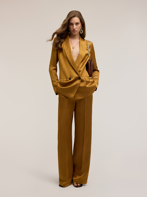Wide-leg trousers in linen blend