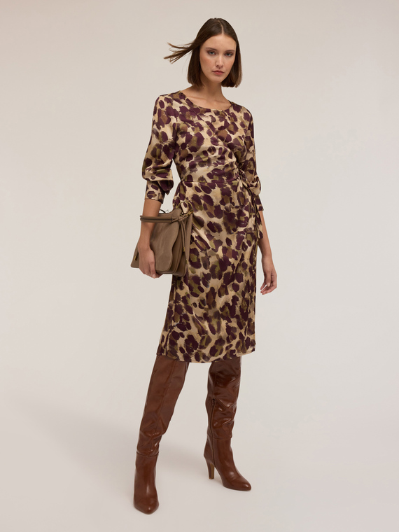 Wrap dress with camouflage print