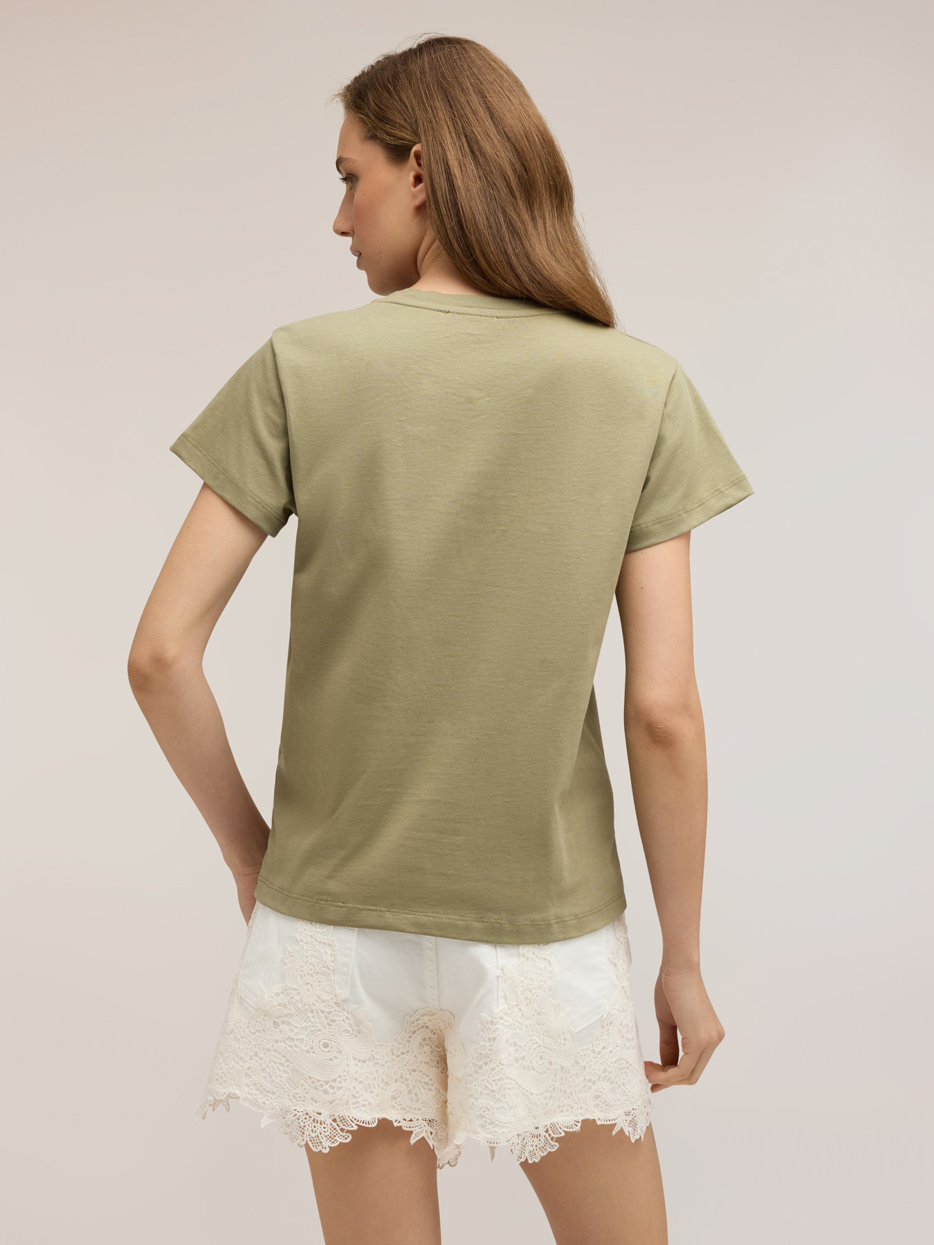 Tricou din jerseu cu inscripție brodată image number 1
