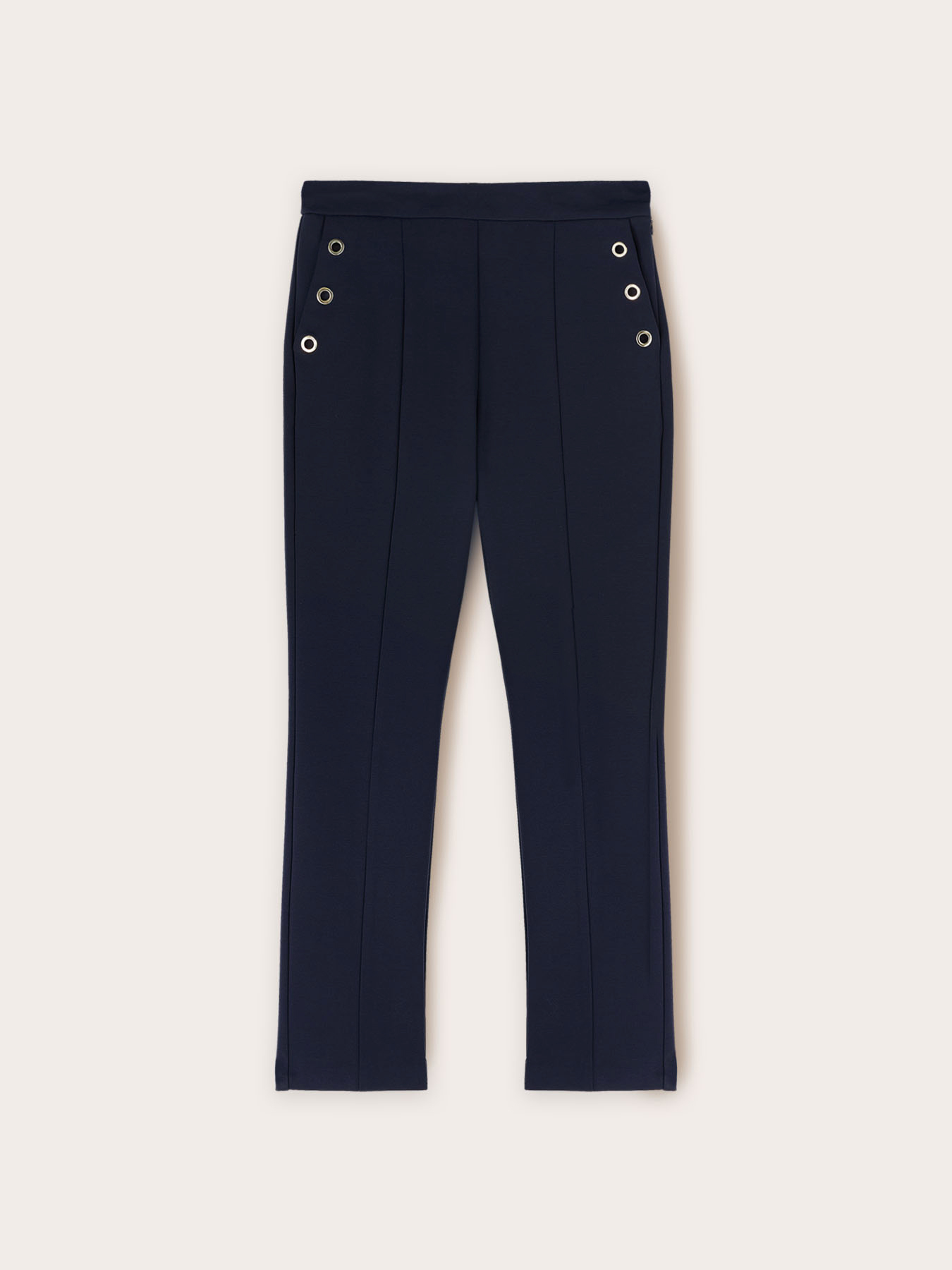 Pantaloni regular cu model de ochiuri image number 4