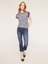 Navy striped T-shirt with button feature image number 3