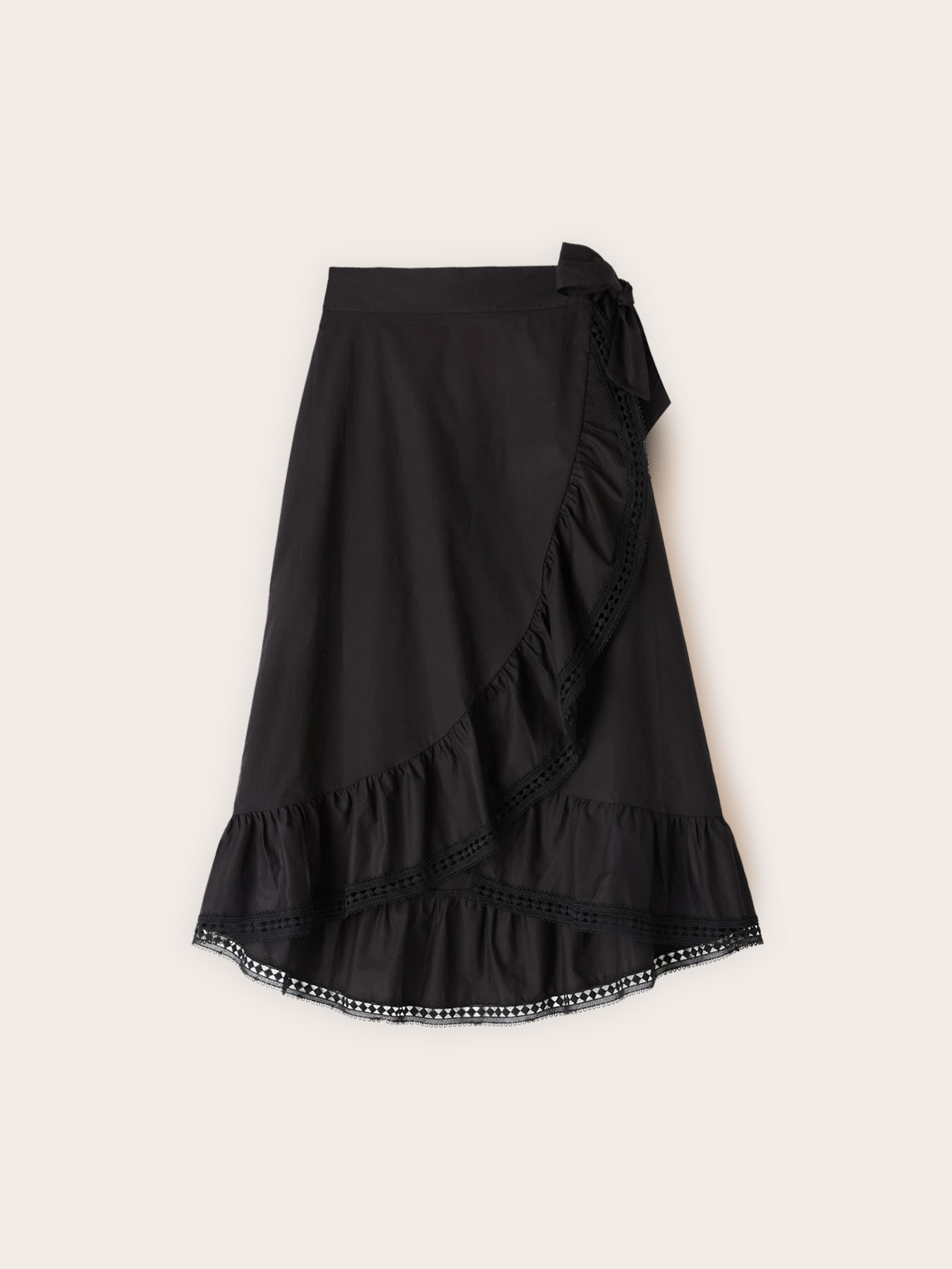 Wrap skirt in poplin with ruffle image number 4