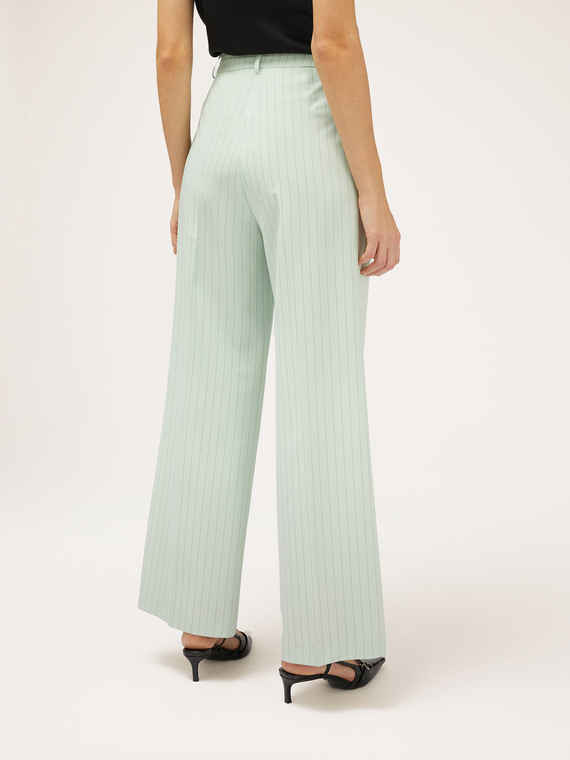 Wide pinstriped trousers with darts