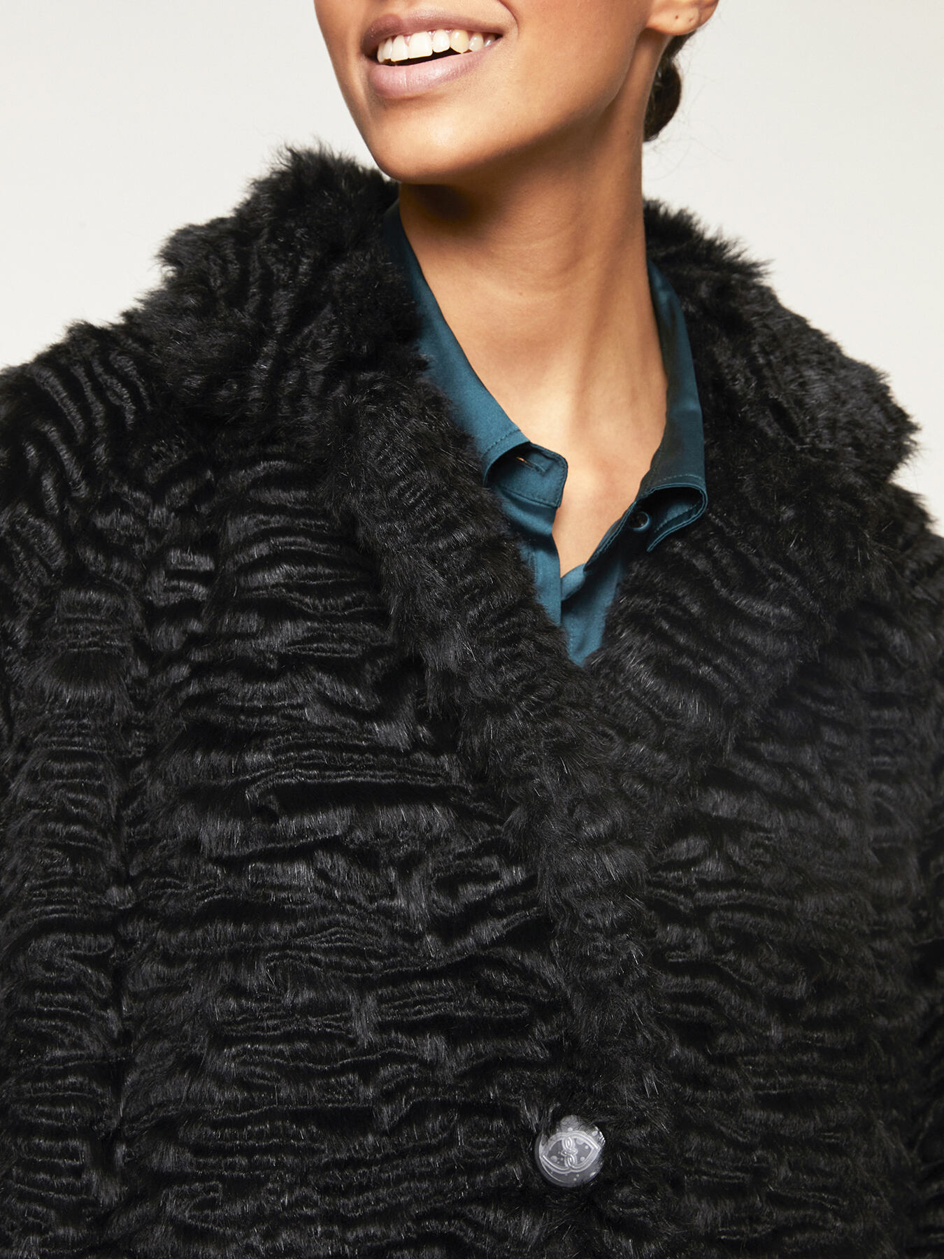 Cappotto a trapezio effetto astrakan image number 2