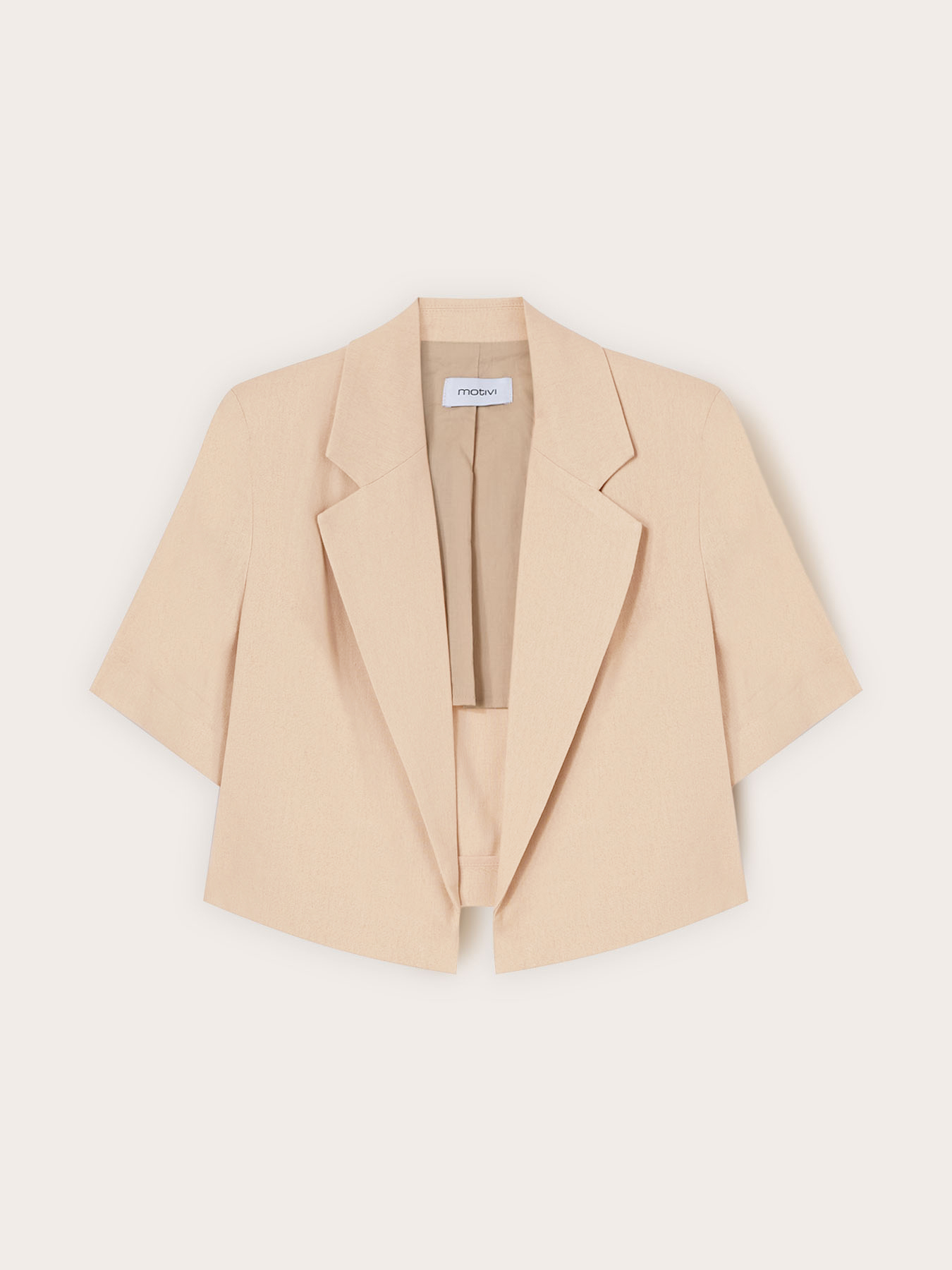 Cropped unstructured mixed linen jacket image number 4