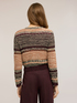 Short striped openwork knit cardigan image number 1