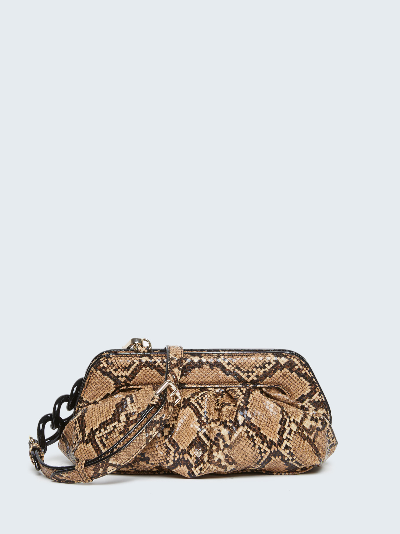 Mini faux leather python pattern clutch bag image number 0
