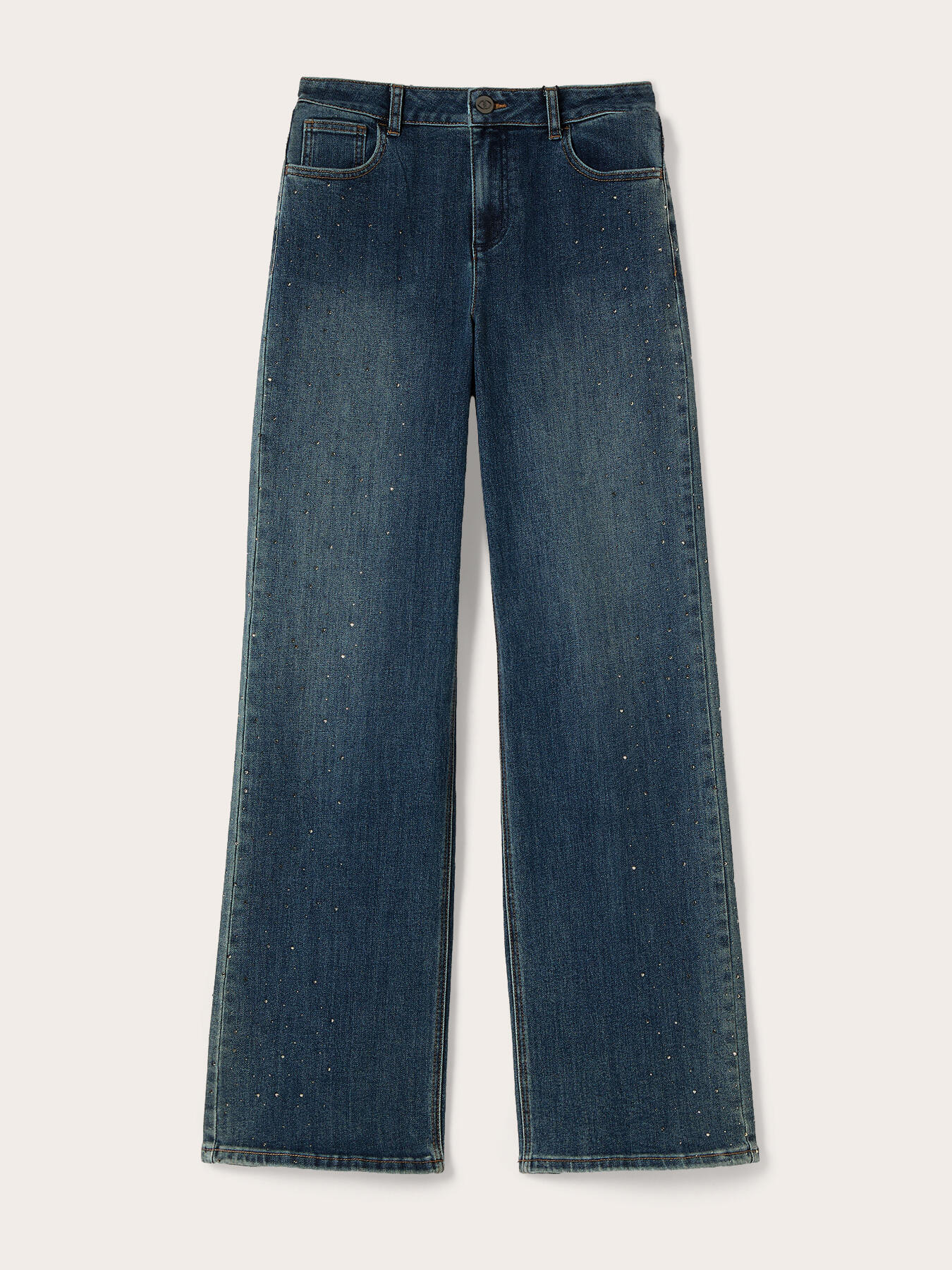 Weite Jeans mit Strass-Applikationen image number 4