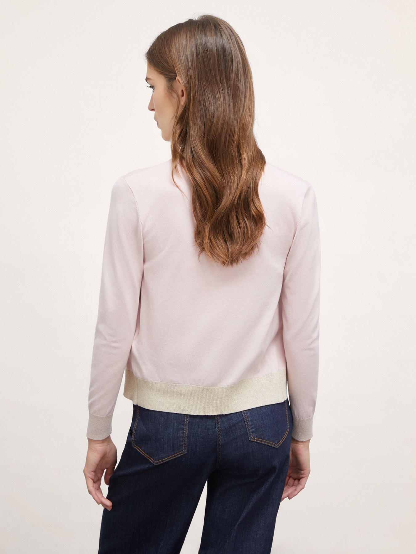 Cardigan with lurex trims image number 1