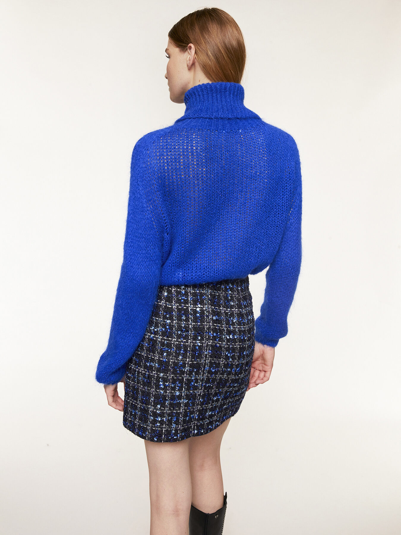 Mohair blend openwork turtleneck sweater image number 1