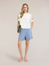 Shorts in misto lino con risvolto image number 0
